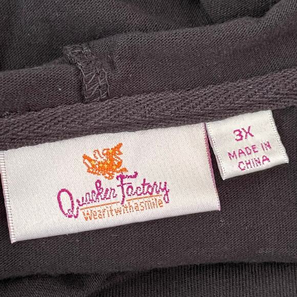 Quacker Factory Dress Womens 3X Black Rhinestone Hooded Cotton Cover Up - Picture 8 of 10